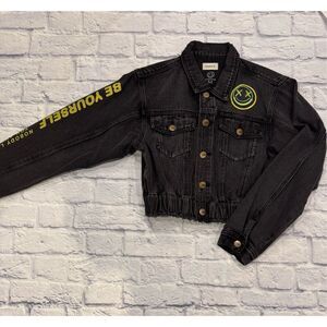 Salty Savage x Mono B ‘Be Yourself’ Cropped Denim Jacket in Black Size Medium